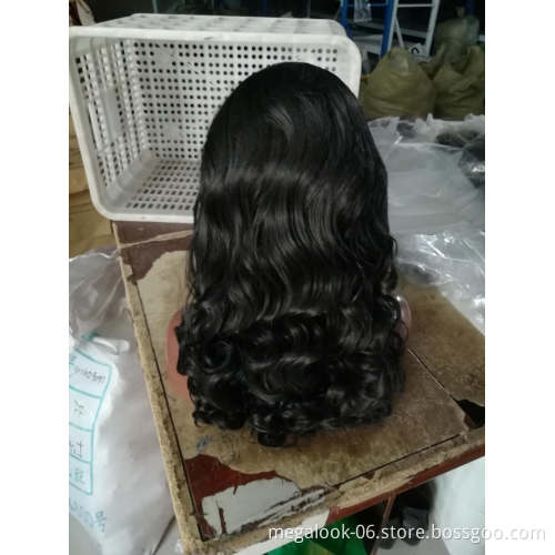 Megalook Virgin Hair Wig Lace Closure Wigs Double Drawn Deep Wave 100% Brazilian Virgin Human Hair Wig For Black Women